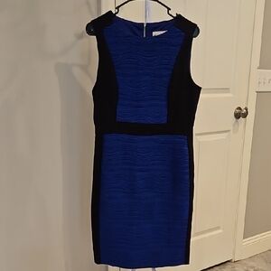 Dana Buchman Blue and Black Textured Mini Dress Size 12